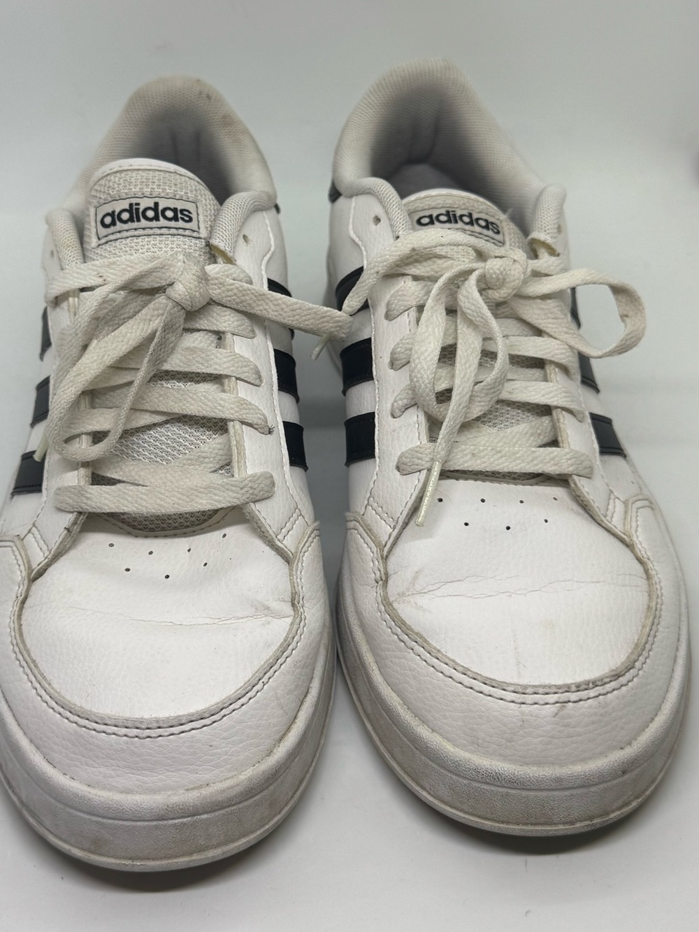 adidas White Sneakers with Black Stripes Low-Top